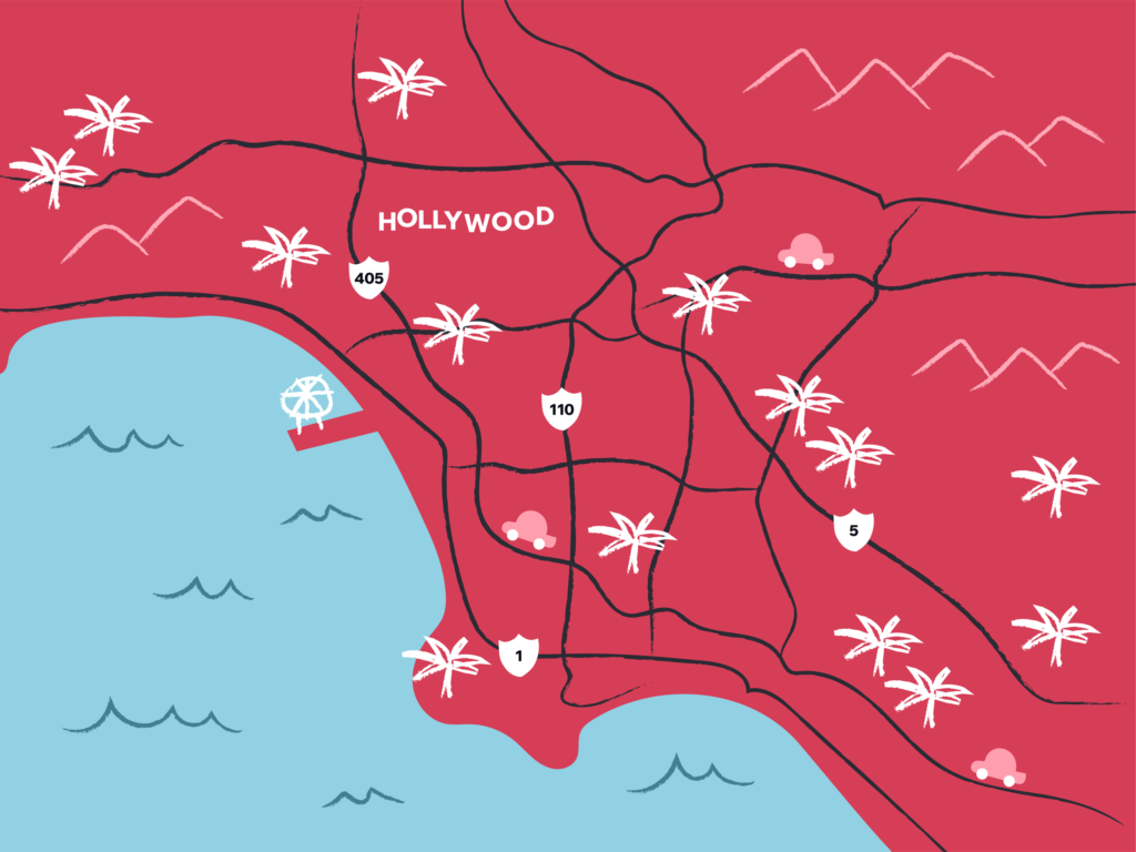 Illustrated map of Los Angeles